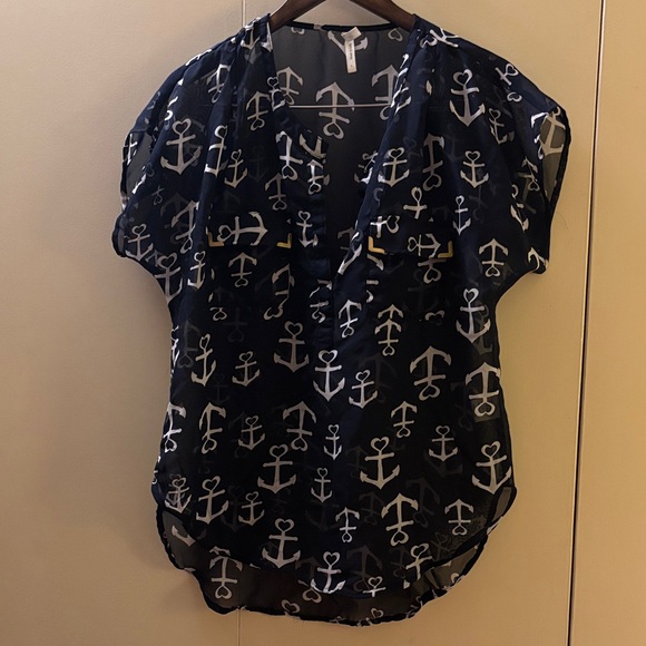 Live 4 Truth Tops - Live 4 Truth Navy Anchor Print Blouse Large